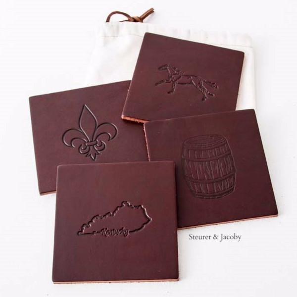 Bourbon Bridle Leather Coasters- Square - Steurer & Jacoby