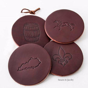 Bourbon Bridle Leather Coasters- Round - Steurer & Jacoby