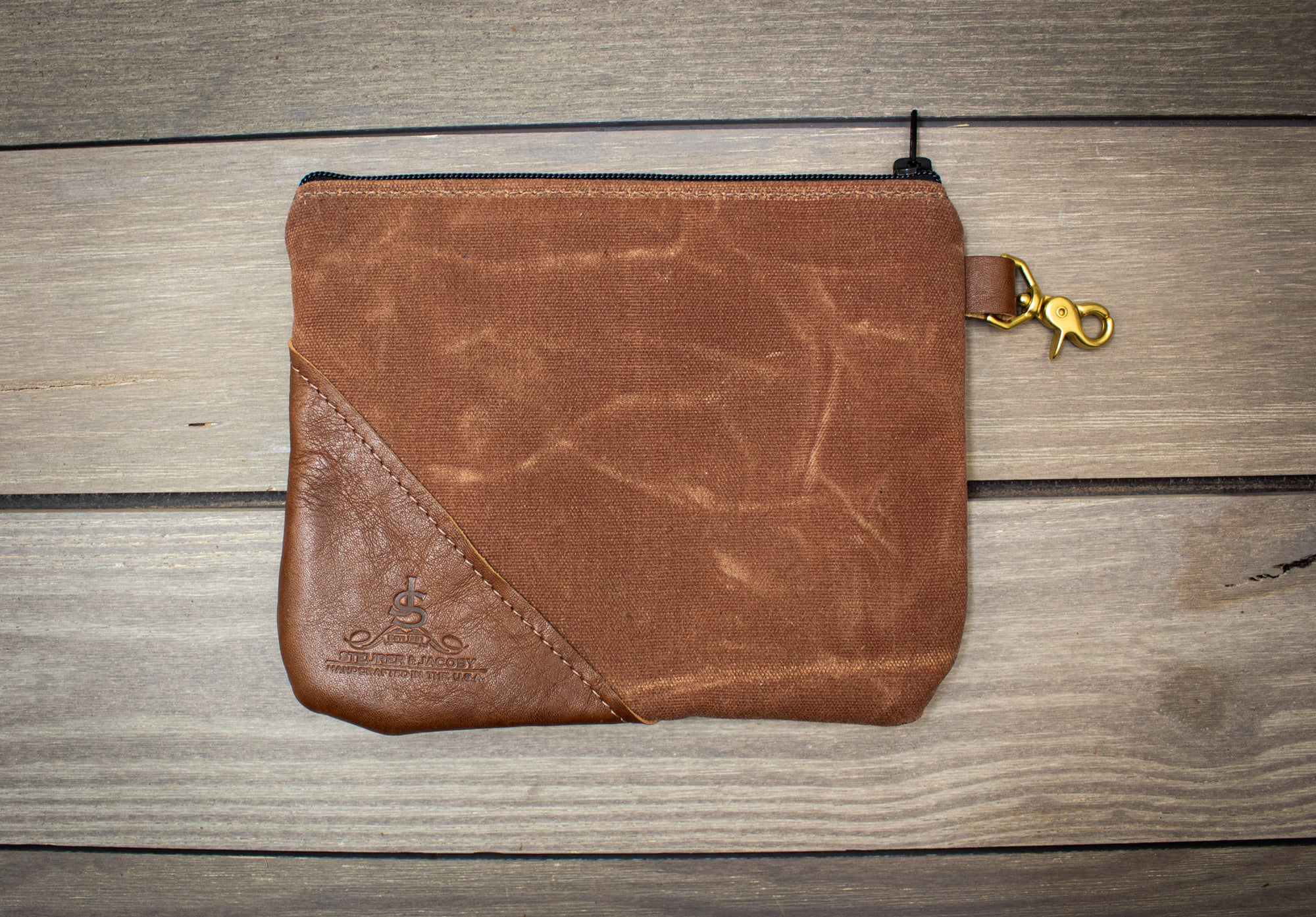 Waxed Canvas and Leather Valuables Pouch - Steurer & Jacoby