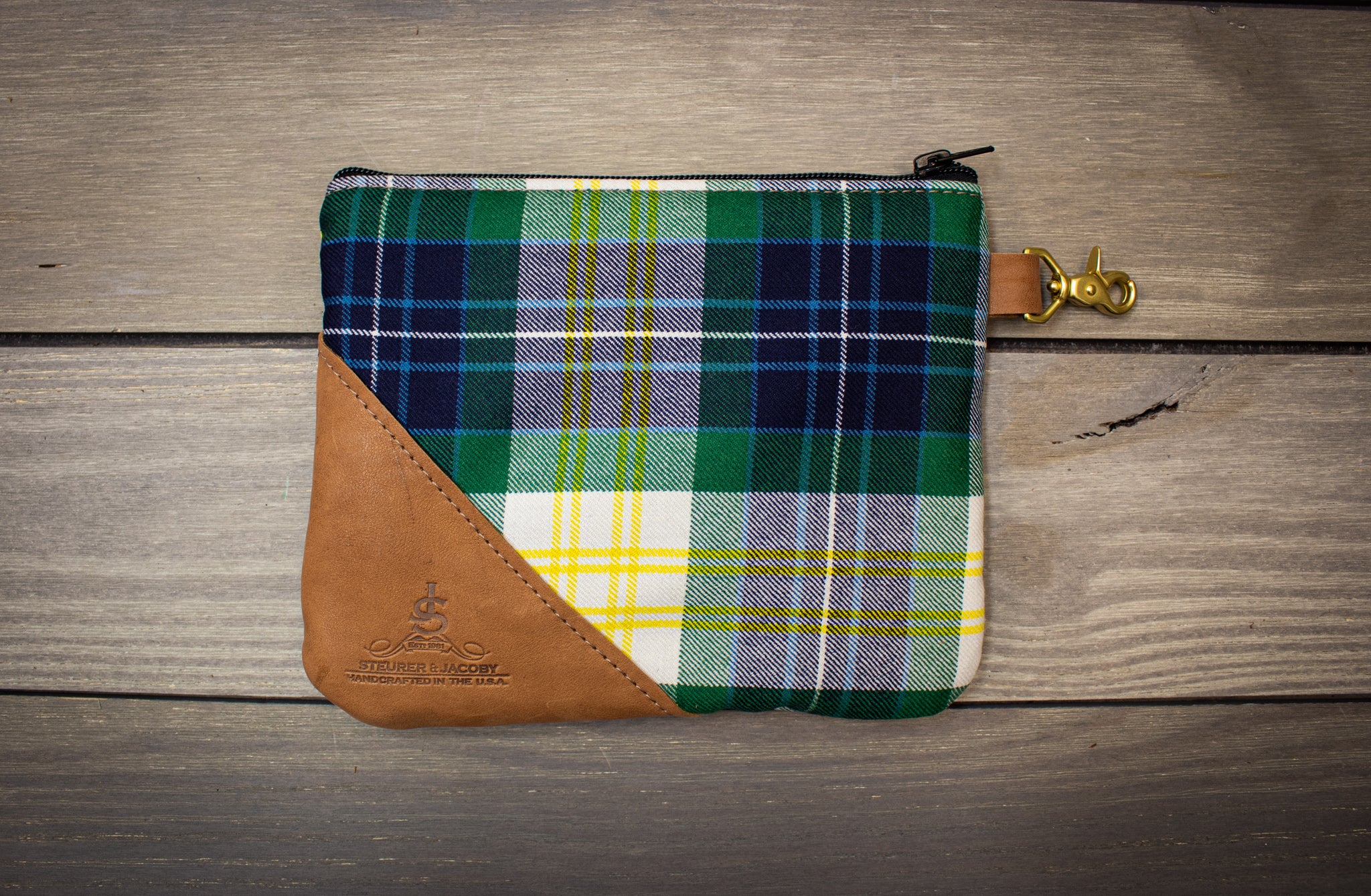 Tartan and Leather Shoe Bag - Steurer & Jacoby