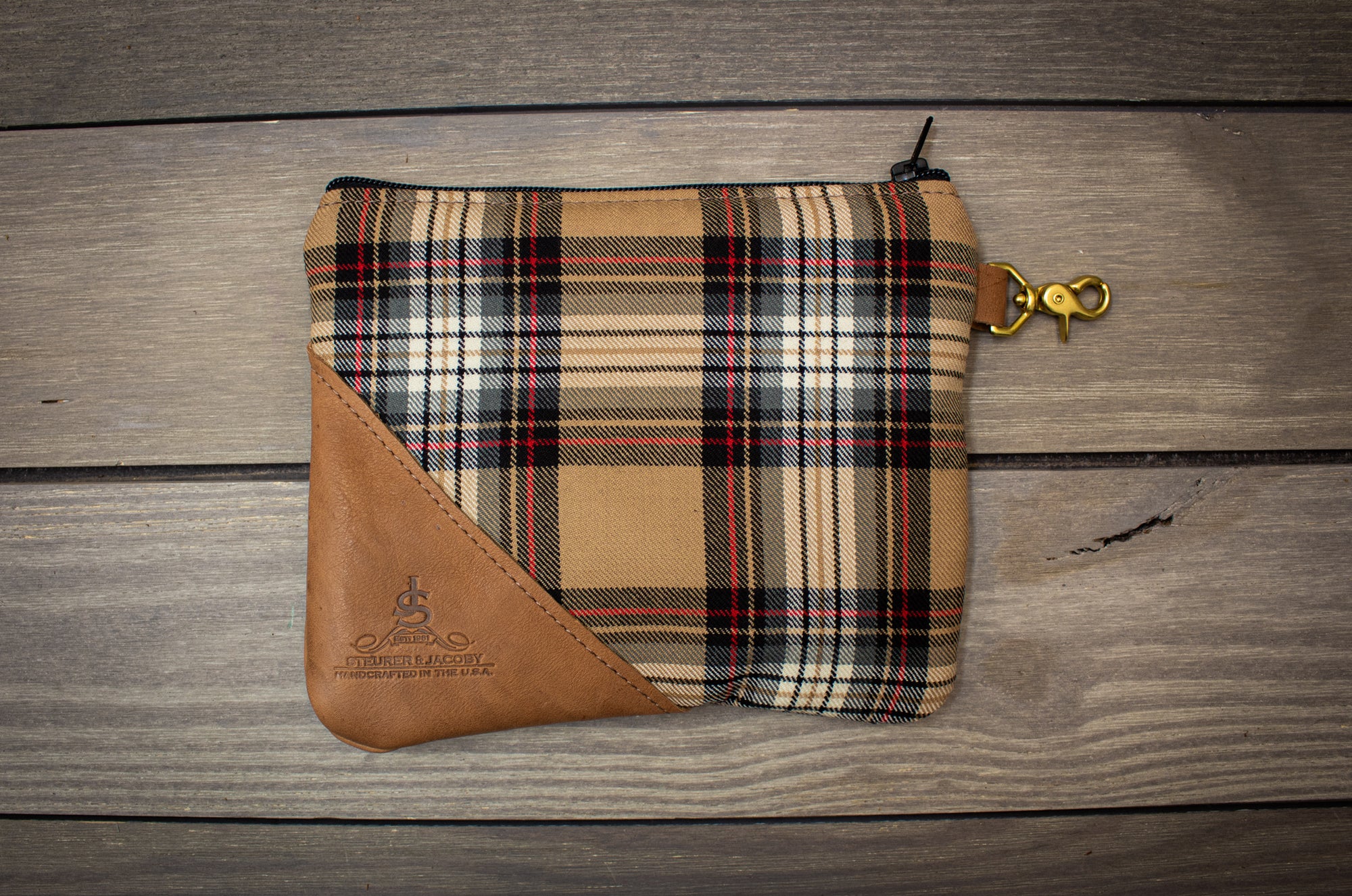 Tartan and Leather Valuables Pouch - Steurer & Jacoby