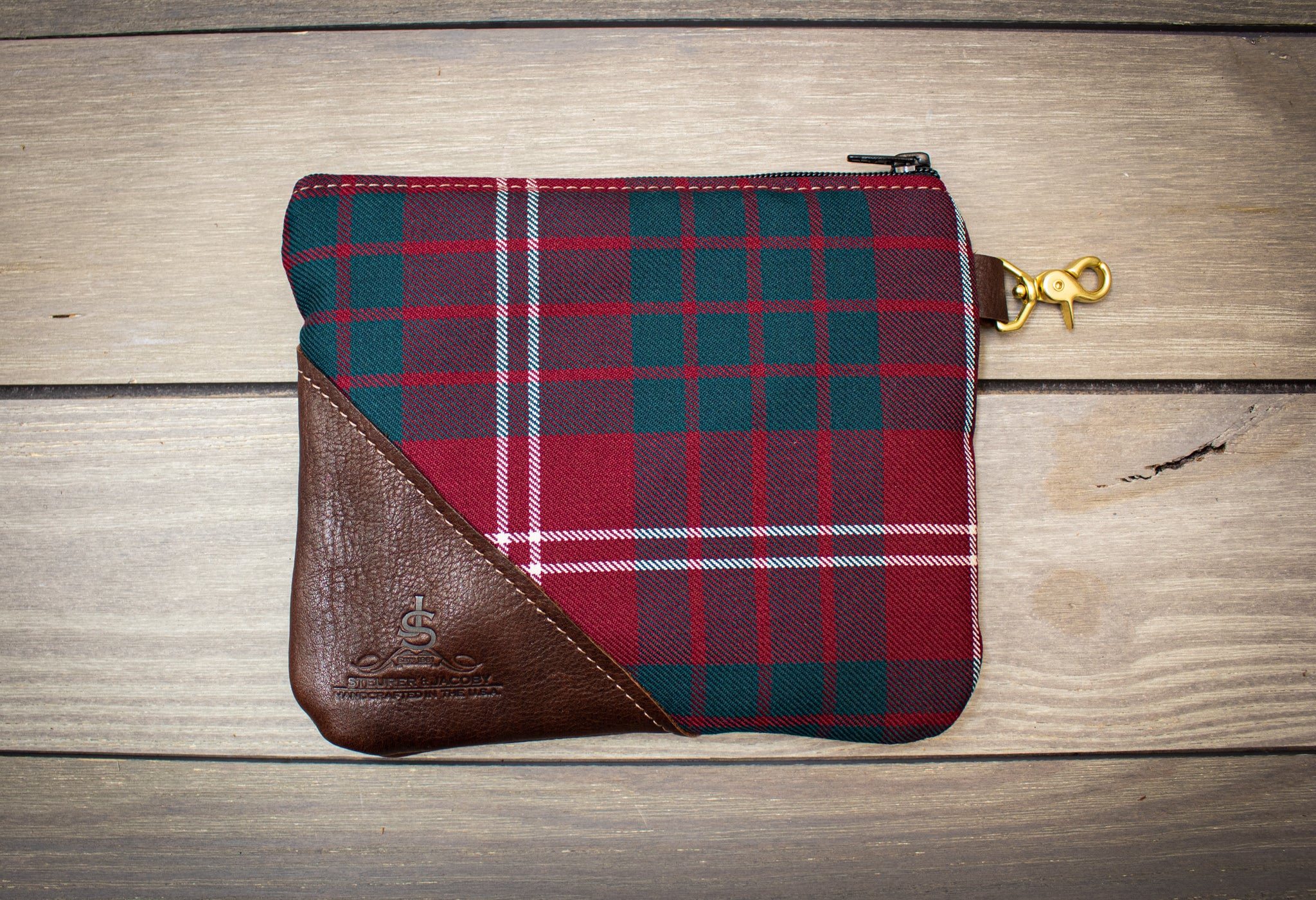 Tartan and Leather Shoe Bag - Steurer & Jacoby