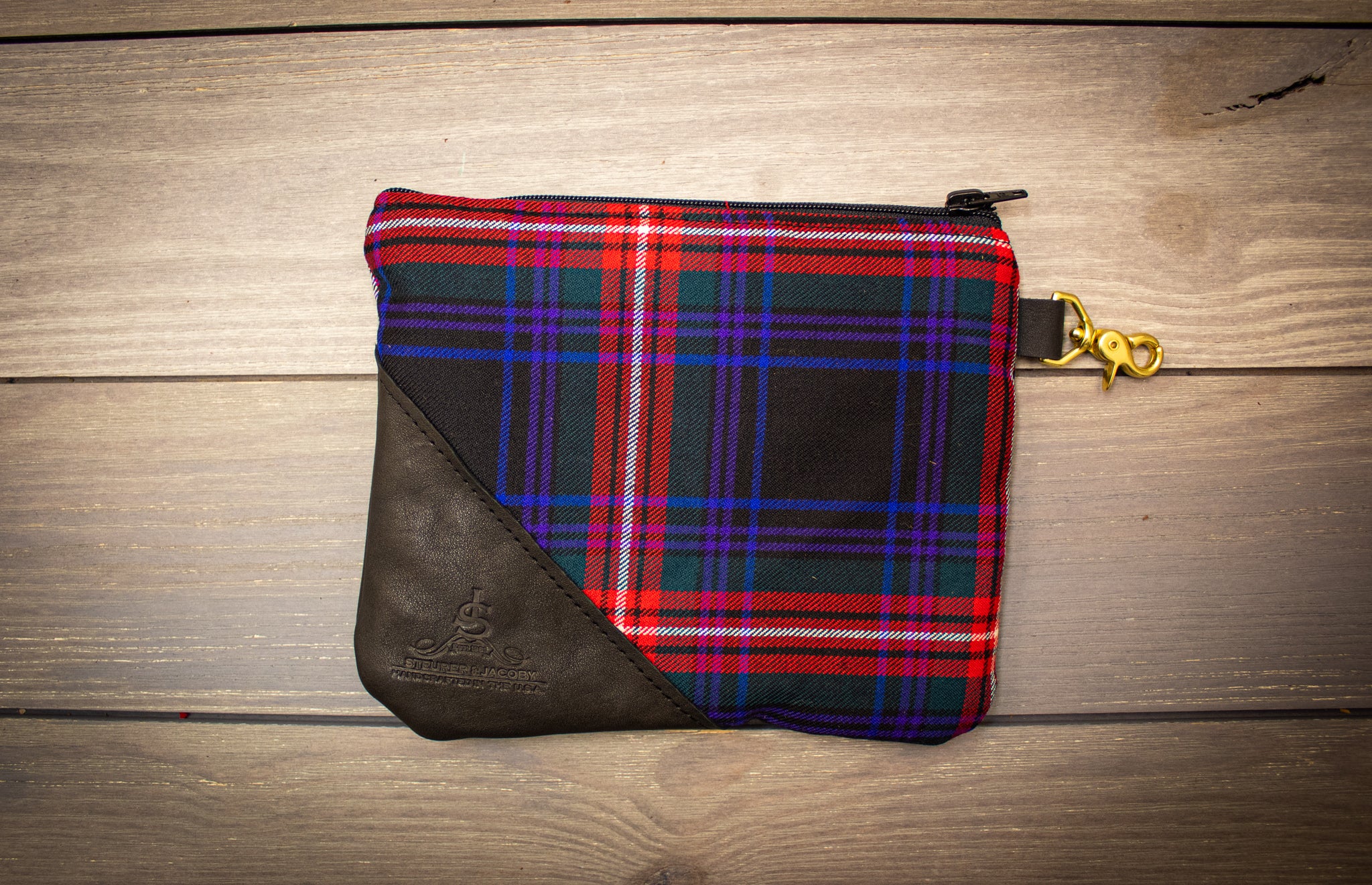 Tartan and Leather Shoe Bag - Steurer & Jacoby