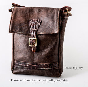 Premium Leather Satchel - Bison & Alligator - Steurer & Jacoby
