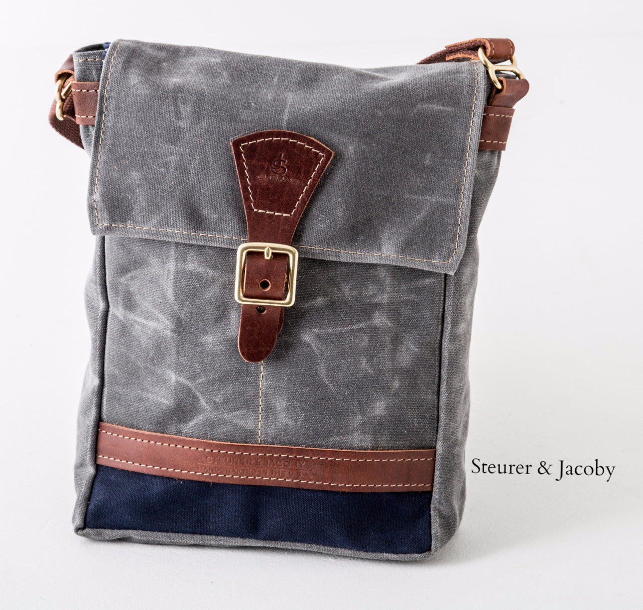 Satchel - Charcoal Gray and Navy - Steurer & Jacoby