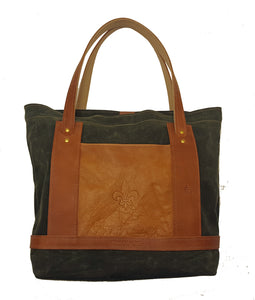 Market Bag - Olive Wax with Natural Leather Trim - Steurer & Jacoby
