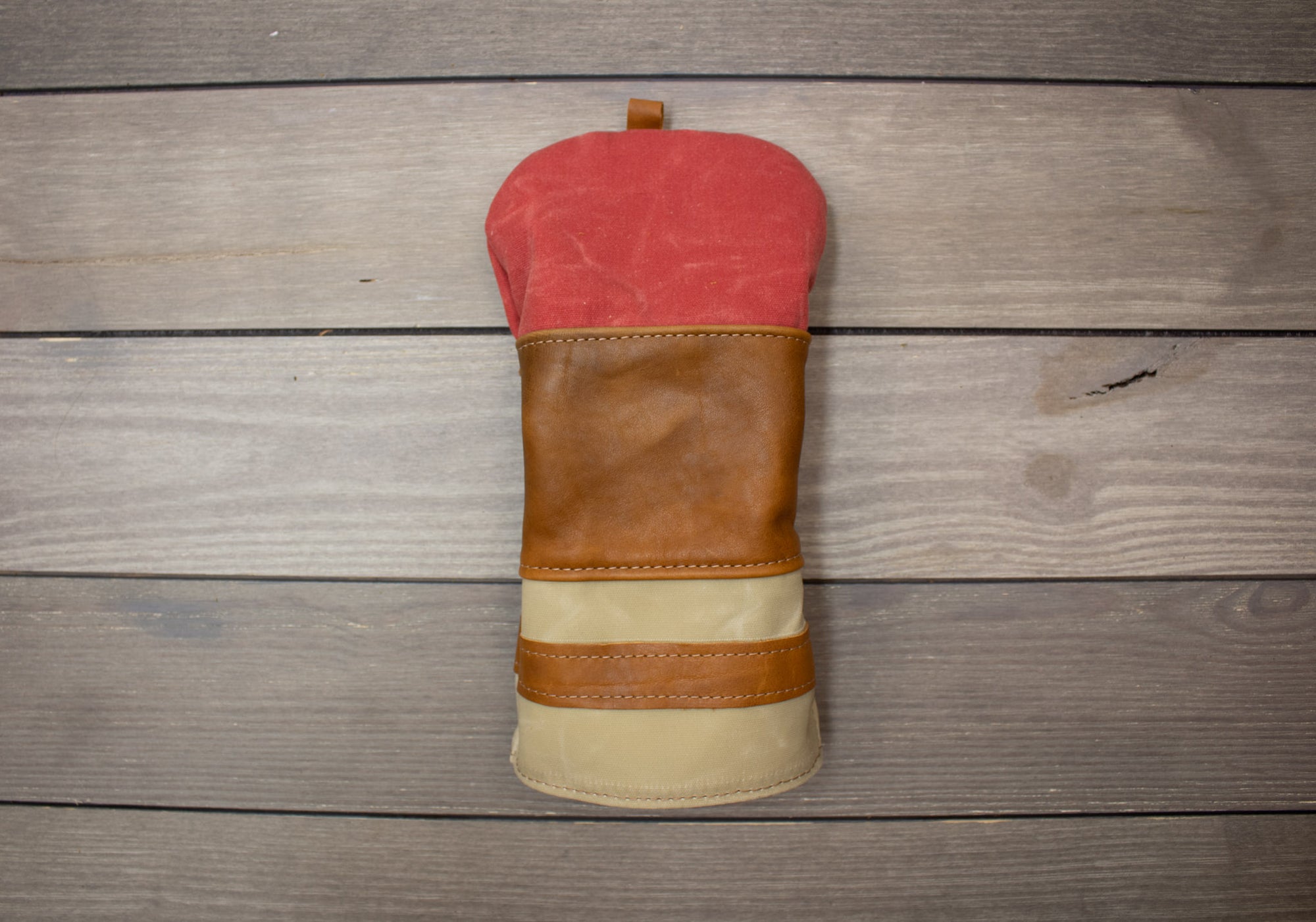 Nantucket Red & Natural Waxed Cotton Duck Heritage Style Driver Cover- Steurer & Jacoby