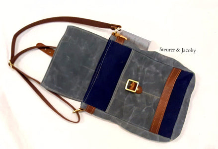 Satchel - Charcoal Gray and Navy - Steurer & Jacoby