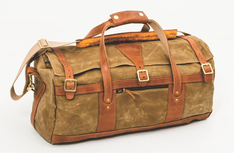 Dakota Waxed Canvas Duffle Bag/Backpack | Field Khaki w/ Chestnut Brown Leather