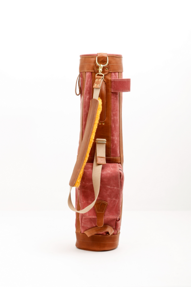 Leather & Waxed Canvas Classic Staff Golf Bag- Brush Brown with Natural  Leather
