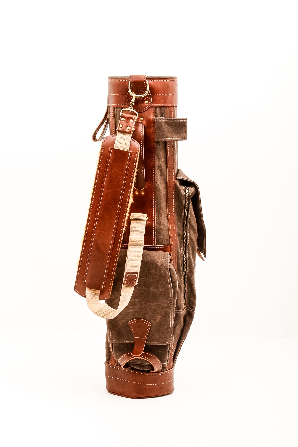 Sunday Golf Bag -  8" | 2 Pockets in Bourbon with Chestnut Leather 