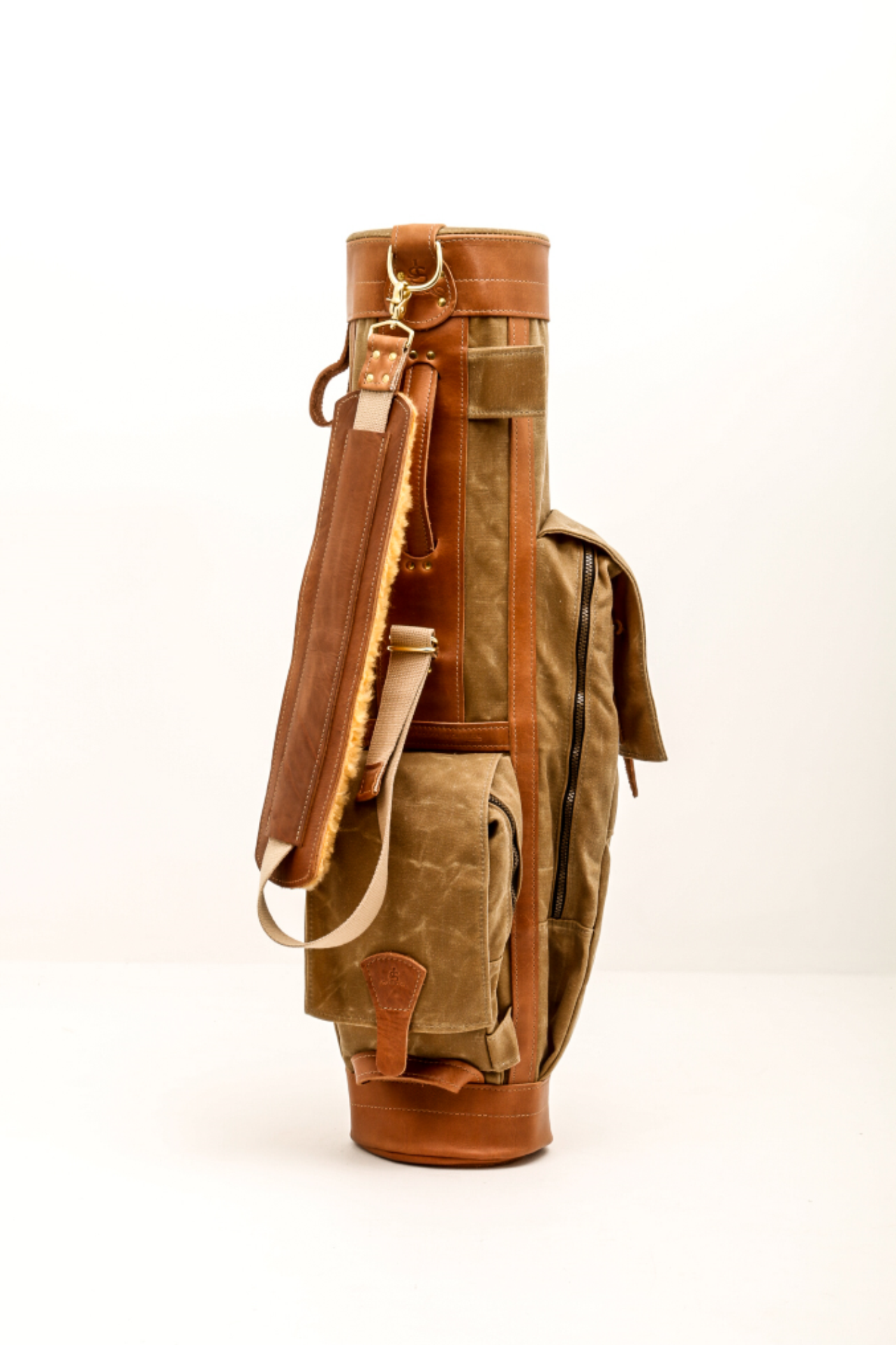 Sunday Golf Bag -  8" | 2 Pockets in Field Tan With Natural Leather 