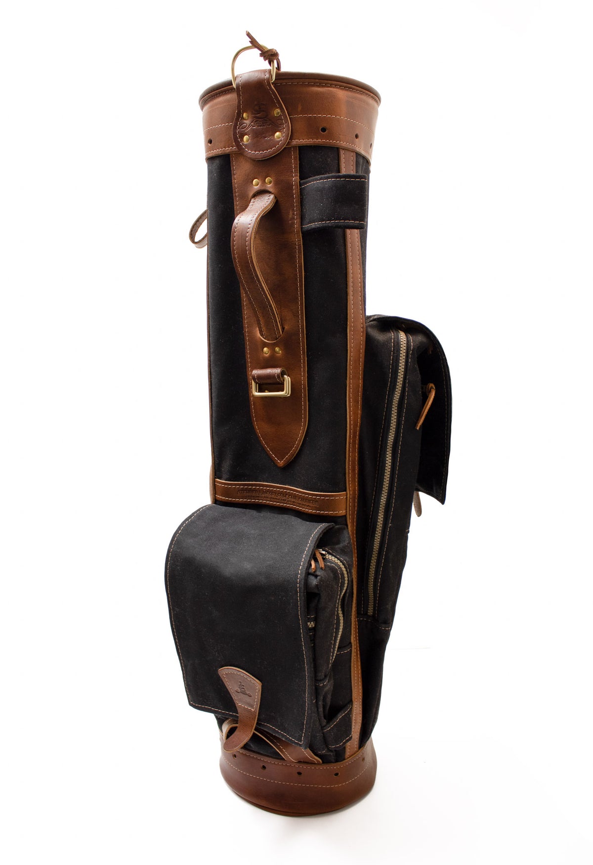 8" Black Waxed Canvas & Chestnut Leather Airliner Style Golf Bag- Steurer & Jacoby