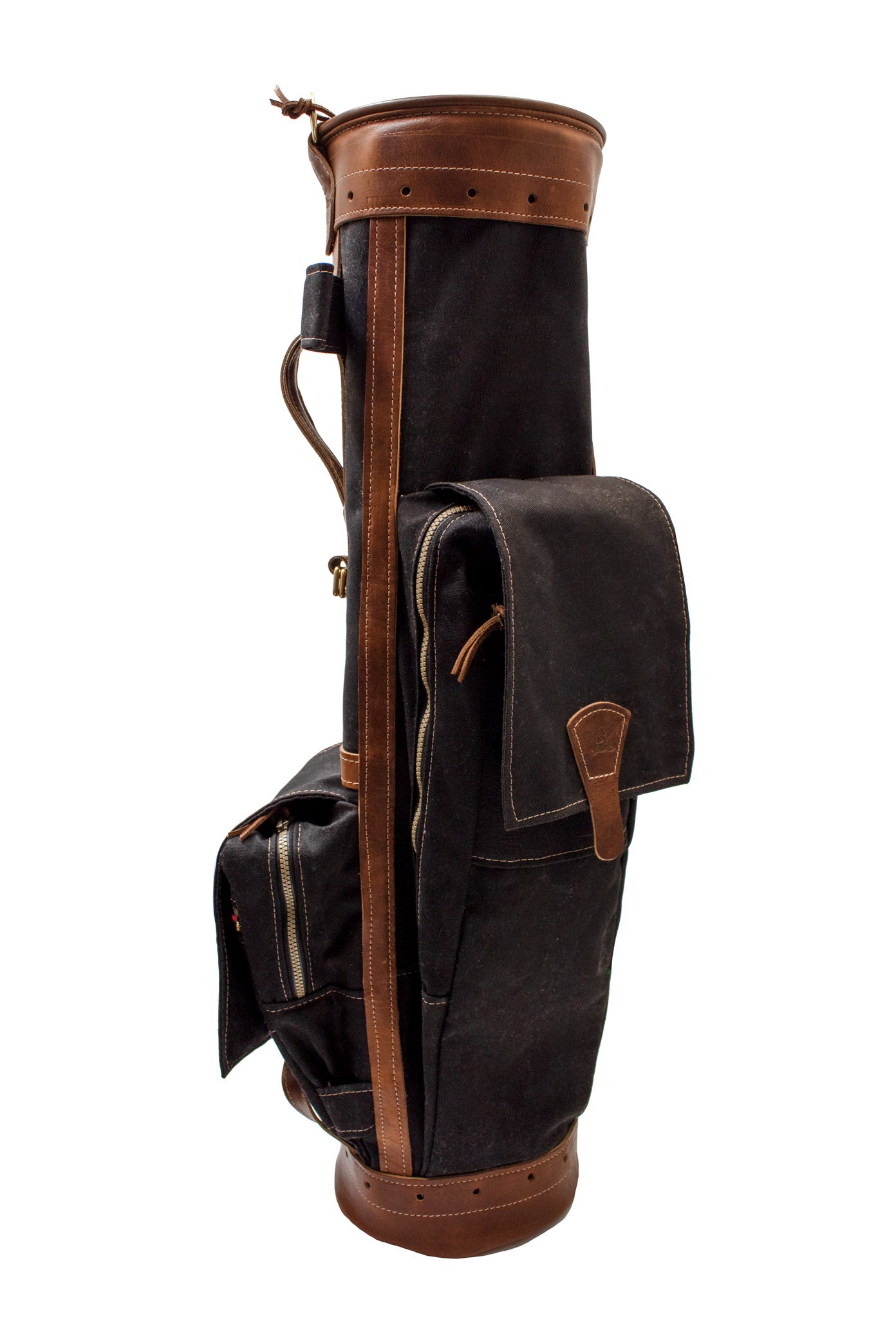 8" Black Waxed Canvas & Chestnut Leather Airliner Style Golf Bag- Steurer & Jacoby