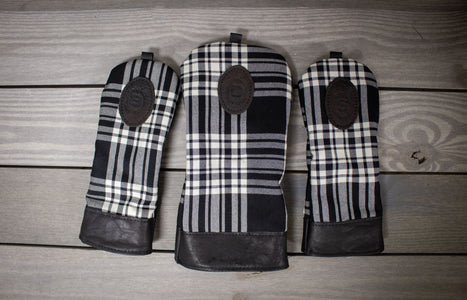 Black and White Menzies Tartan Head Covers- Steurer & Jacoby