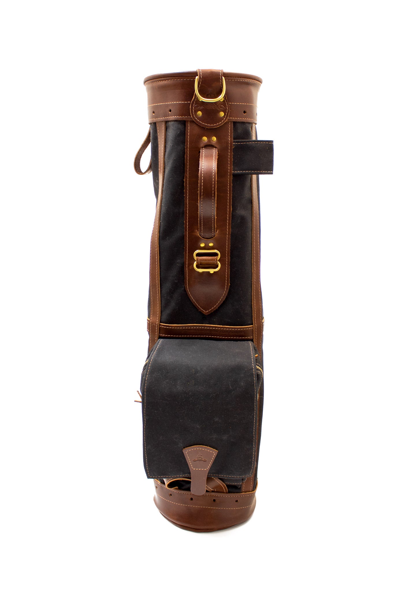 8" Sunday Style Golf Bag Black Waxed Canvas with Chestnut Leather- Steurer & Jacoby