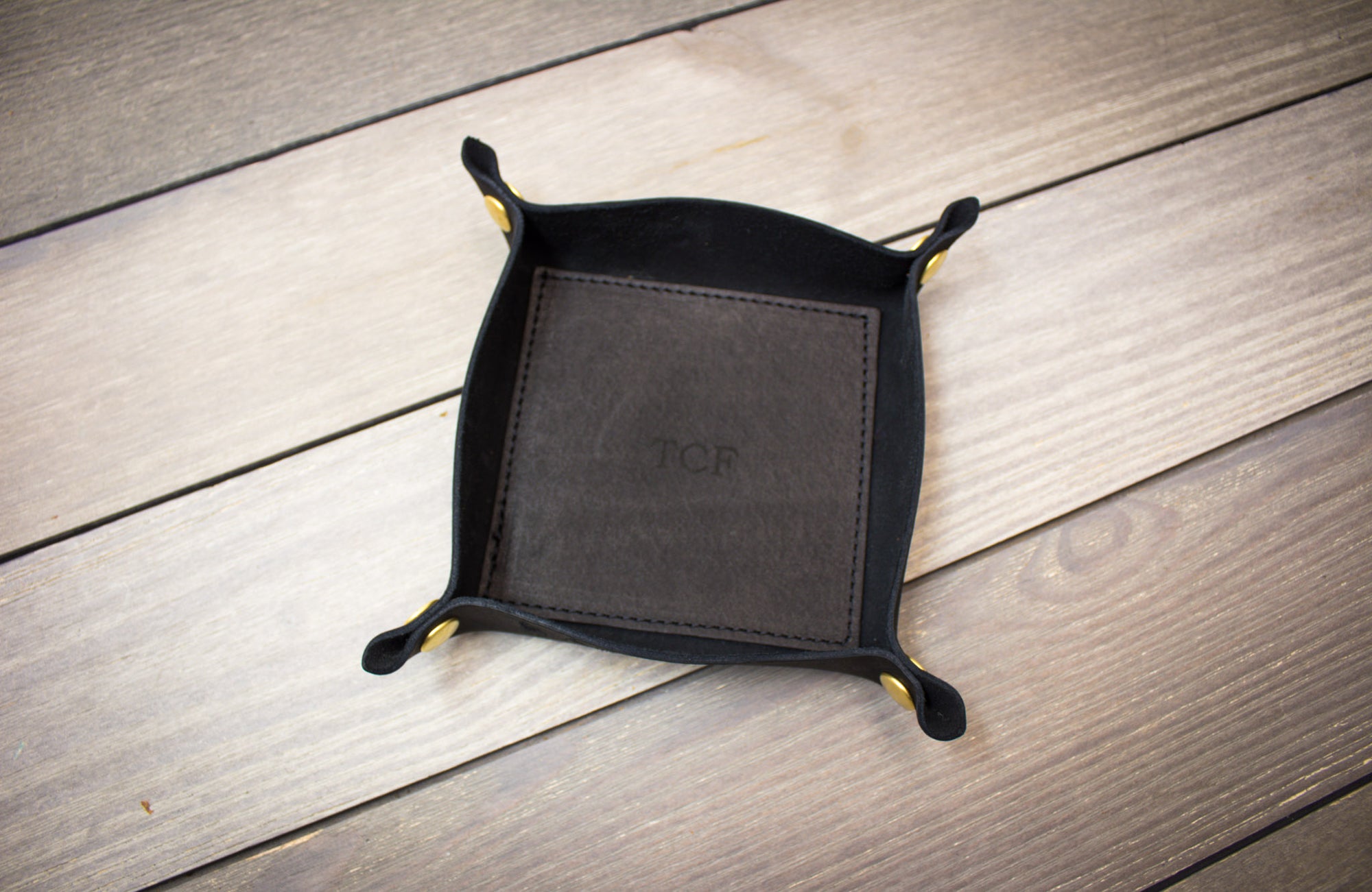 Black Leather Valet Tray- Steurer & Jacoby 
