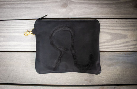 Black Leather Valuables Pouch with Natural Scarring- Steurer & Jacoby