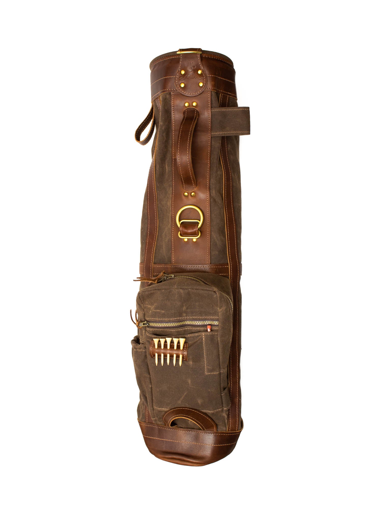 The Caddy Golf Bag- Bourbon Waxed Canvas with Chestnut Leather- Steurer & Jacoby