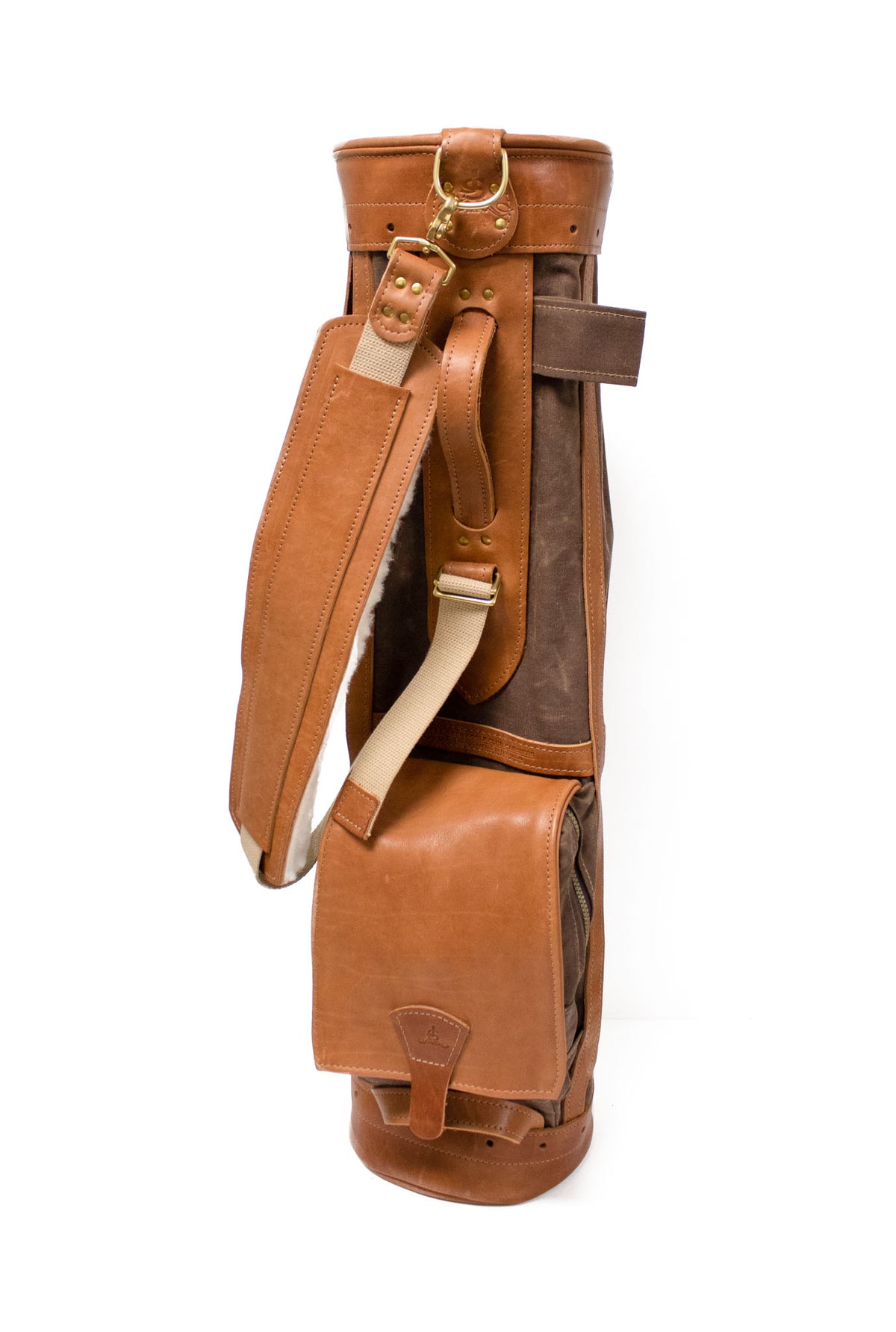 Bourbon Sunday Style Golf Bag with Natural Leather Ball Pocket Flap- Steurer & Jacoby 