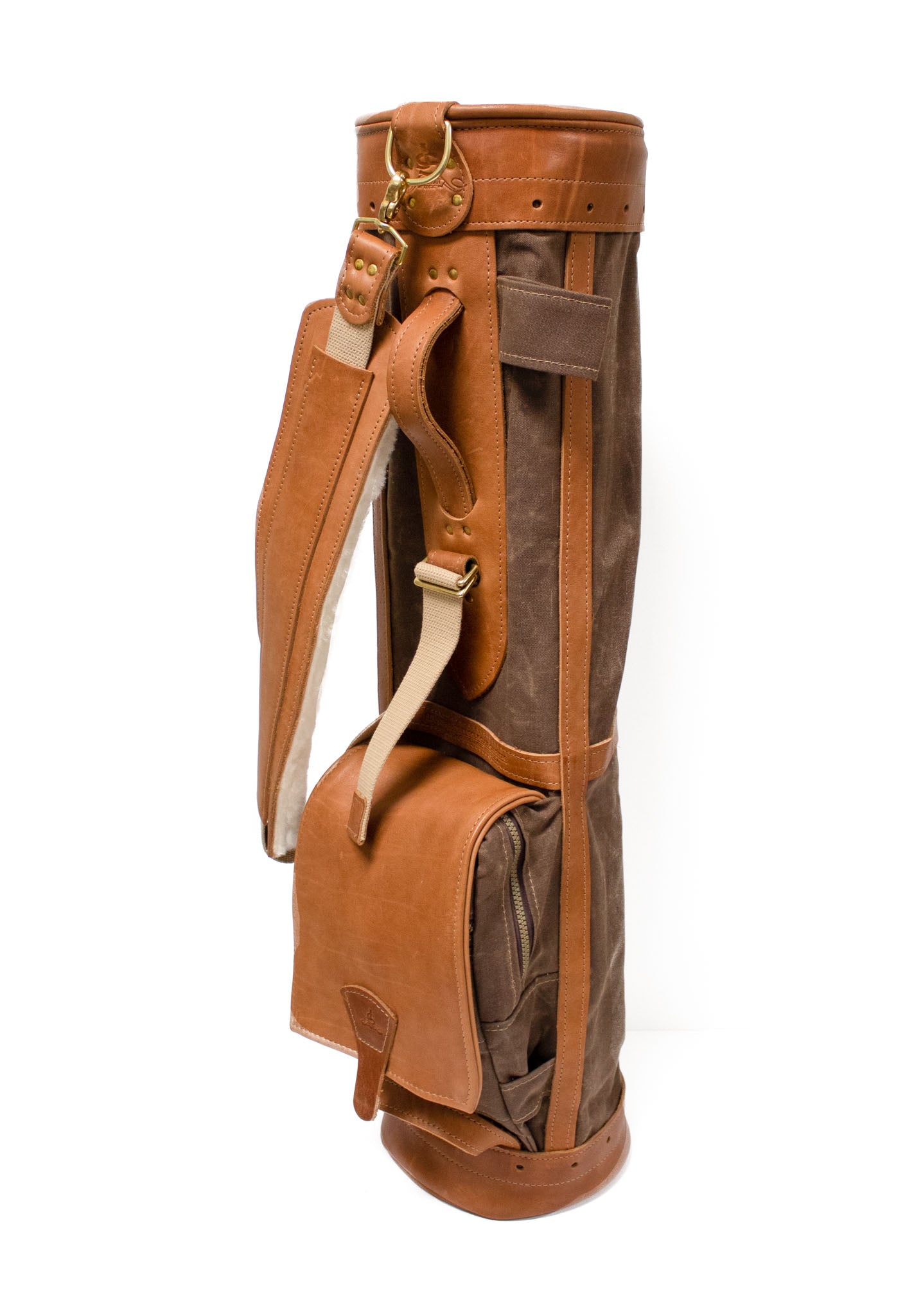 Bourbon Sunday Style Golf Bag with Natural Leather Ball Pocket Flap- Steurer & Jacoby 