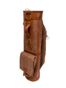 Brush Brown Waxed Canvas with Natural Leather Staff Golf Bag- Steurer & Jacoby