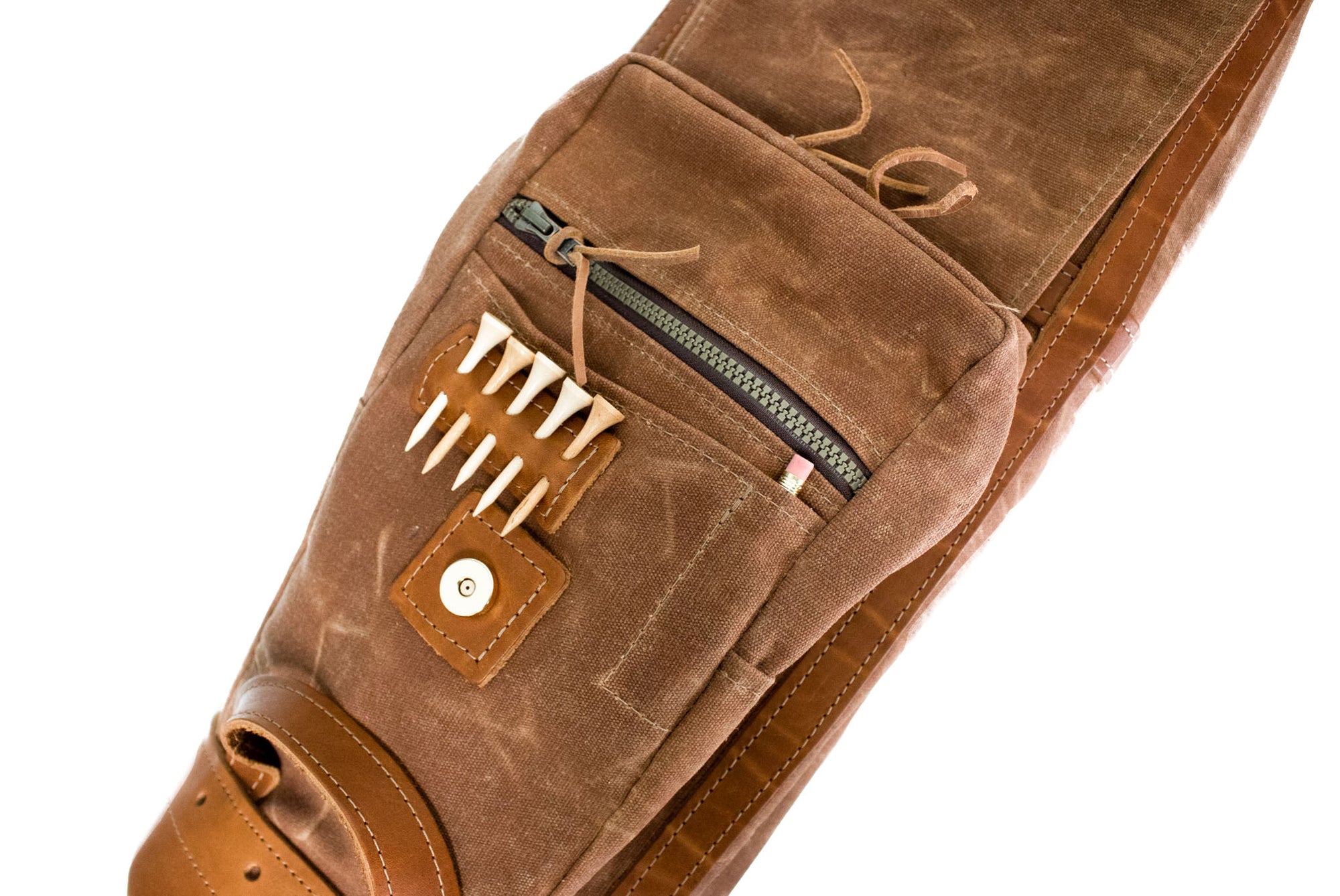Brush Brown Waxed Canvas with Natural Leather Staff Golf Bag- Steurer & Jacoby