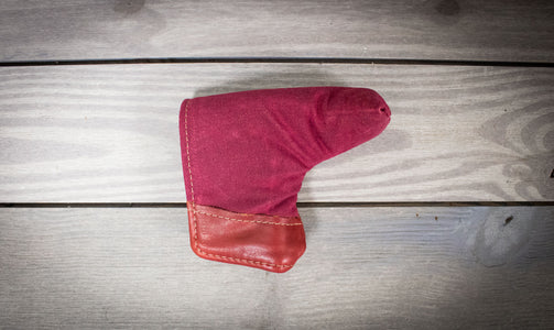 Burgundy Waxed Canvas and Burgundy Leather Putter Cover- Steurer & Jacoby