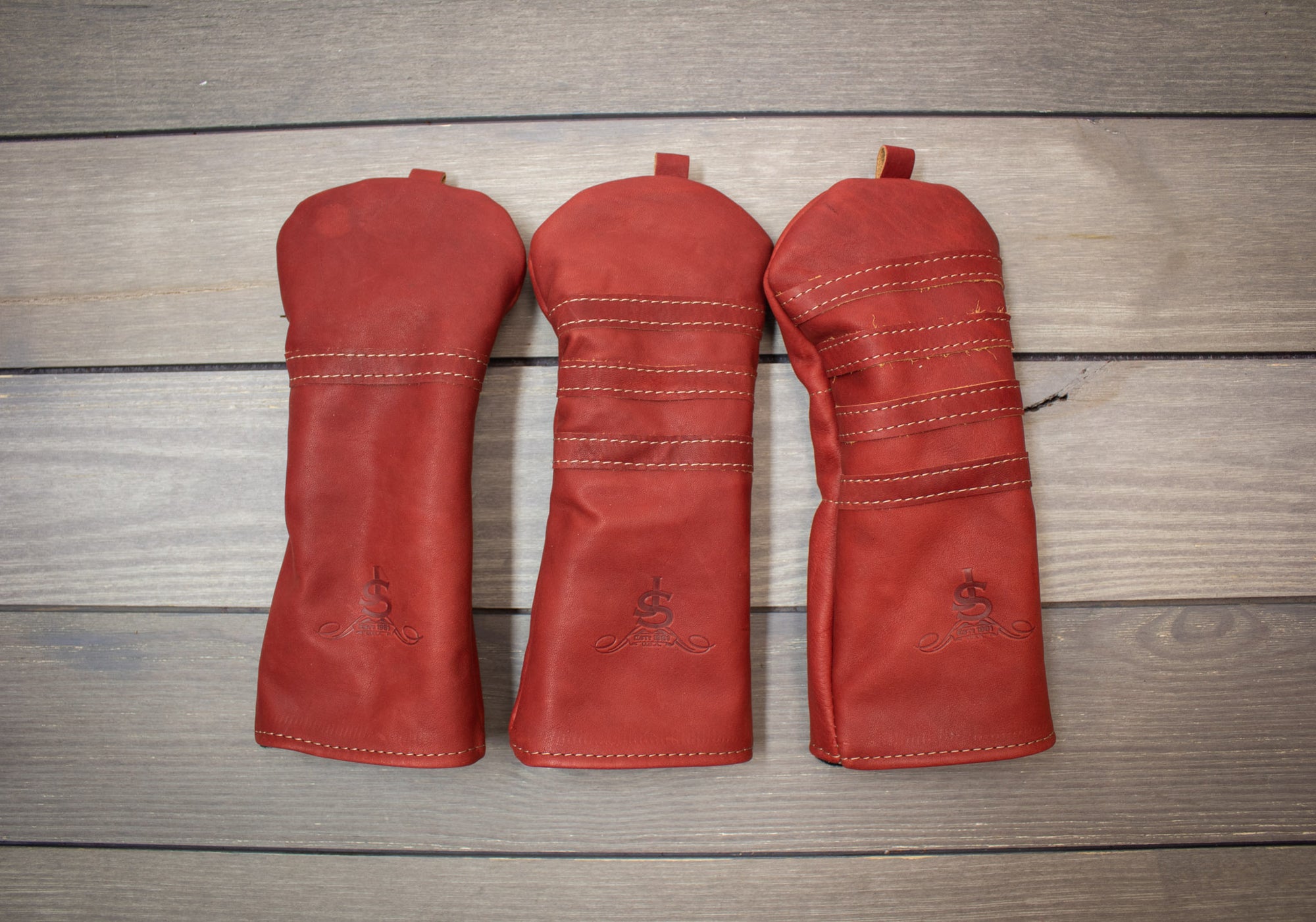 Burgundy Leather Traditional Style Head Covers- Steurer & Jacoby 