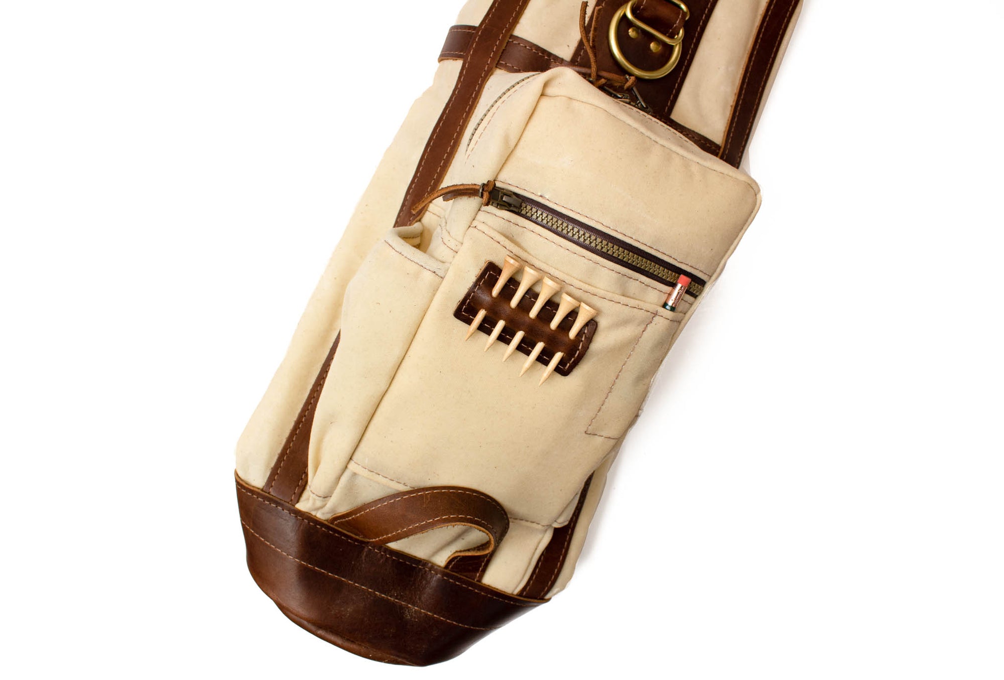 The Caddy Golf Bag- Natural Waxed Canvas with Chestnut Leather- Steurer & Jacoby
