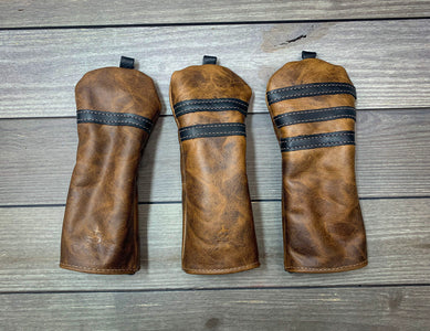 Caramel Bison with Black Leather Trim Head Covers- Steurer & Jacoby