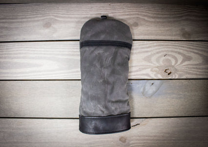 Charcoal Waxed Canvas and Black Leather- Driver Cover- Steurer & Jacoby