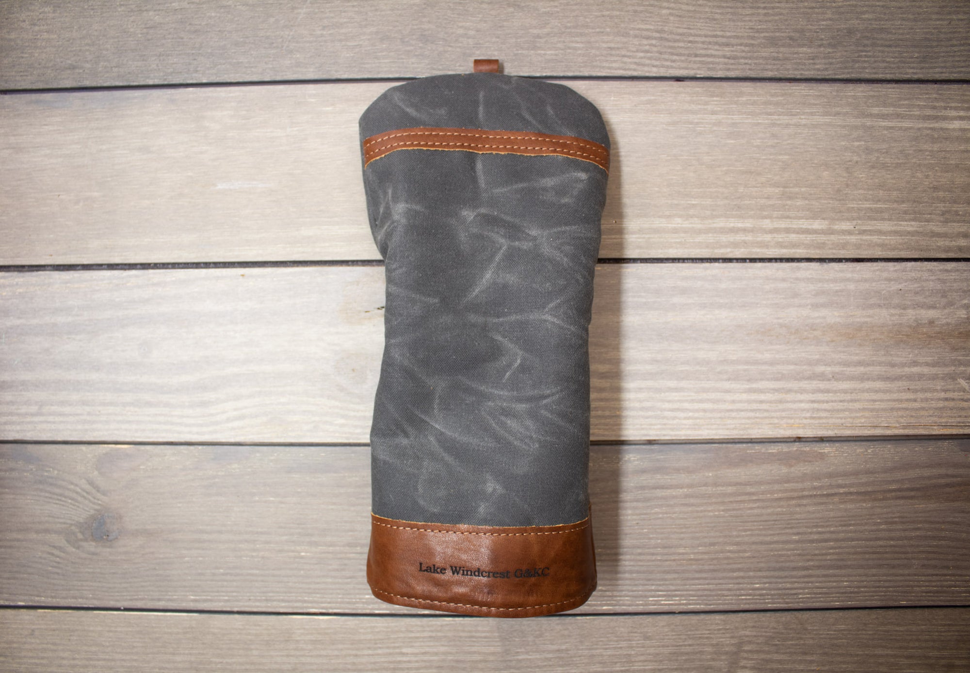 Charcoal Waxed Canvas & Chestnut Leather Trim Traditional Style Driver Cover-Steurer & Jacoby