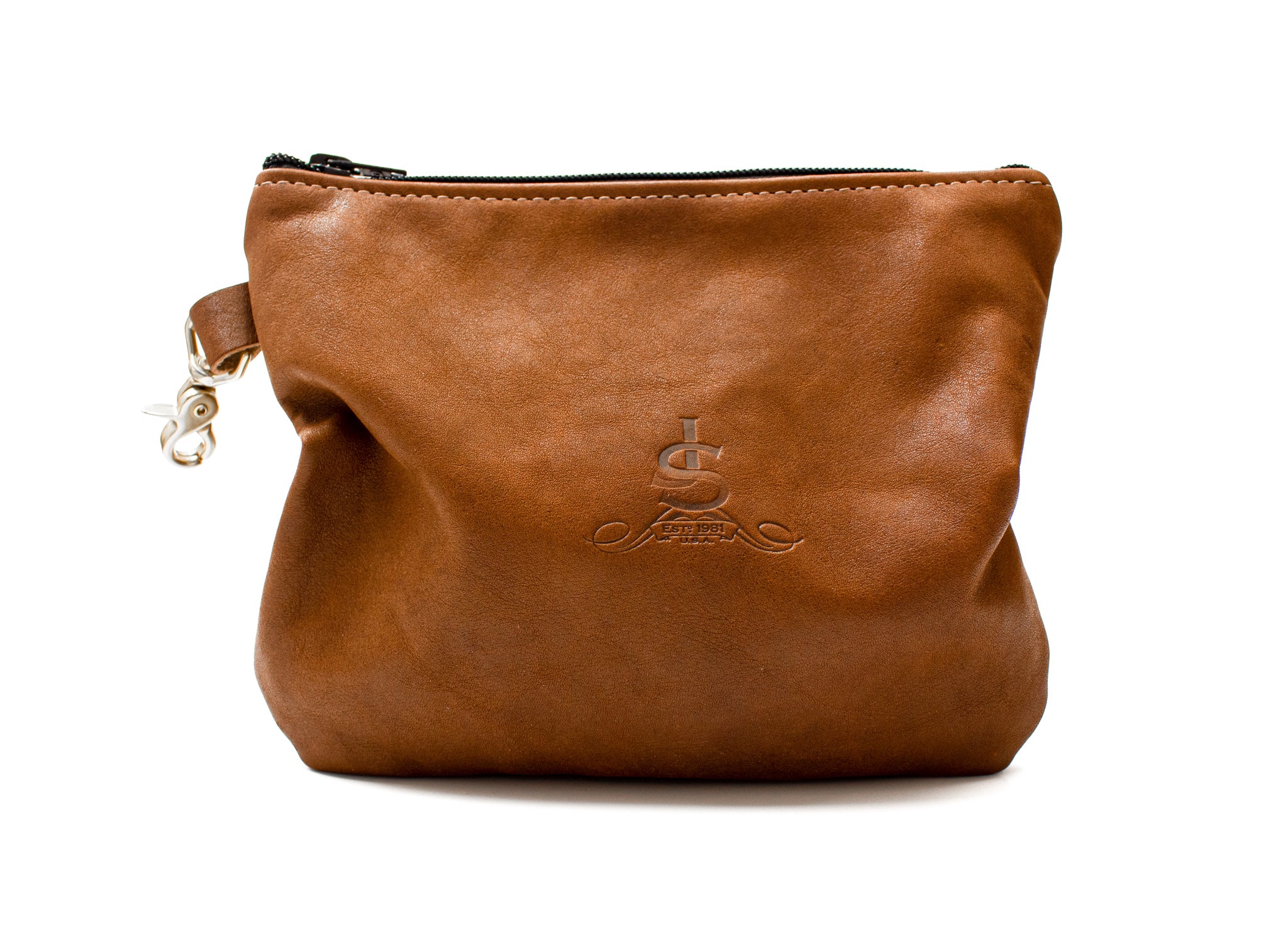 Veg tan leather Golf Ball tee pouch holder bag, golf gifts for men