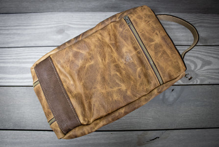 Chocolate Bison and Chocolate Cowhide Leather Shoe Bag- Steurer & Jacoby