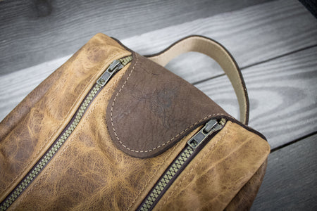 Chocolate Bison and Chocolate Cowhide Leather Shoe Bag- Steurer & Jacoby