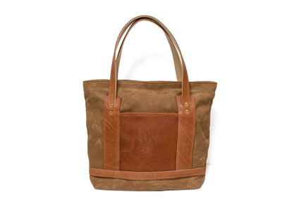 Field Tan Waxed Canvas and Natural Leather Market Bag- Steurer & Jacoby