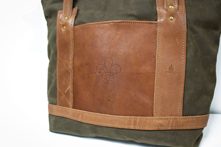 Field Tan Waxed Canvas and Natural Leather Market Bag- Steurer & Jacoby