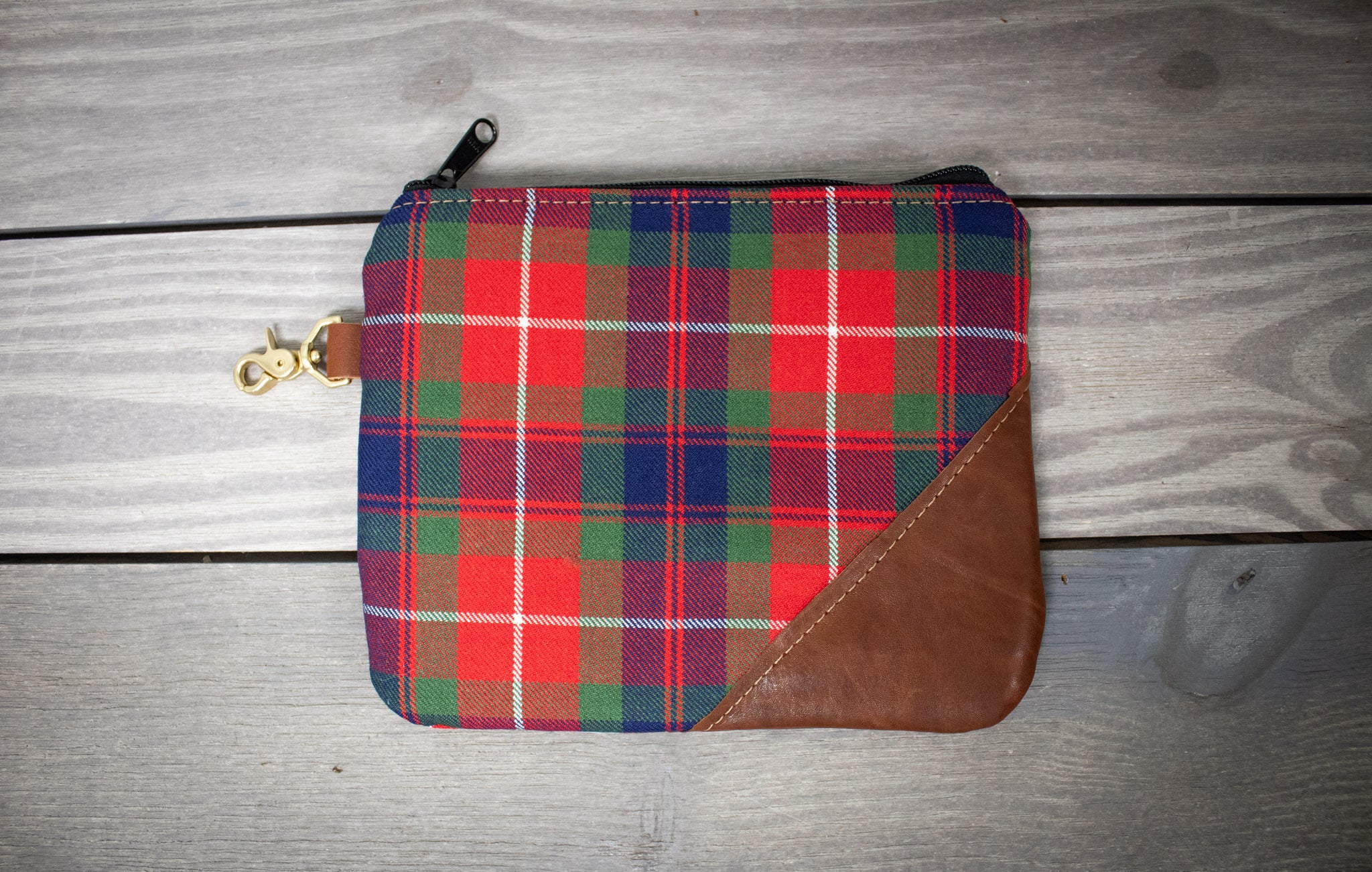 Tartan and Leather Shoe Bag - Steurer & Jacoby