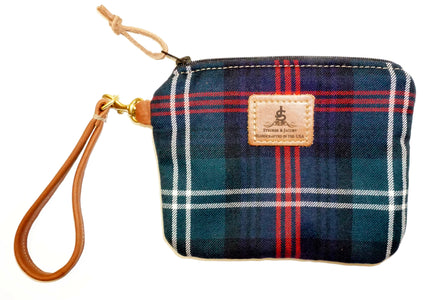 Leather and Wool Tartan Wristlet - Steurer & Jacoby