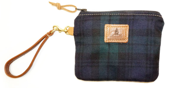 Leather and Wool Tartan Wristlet - Steurer & Jacoby