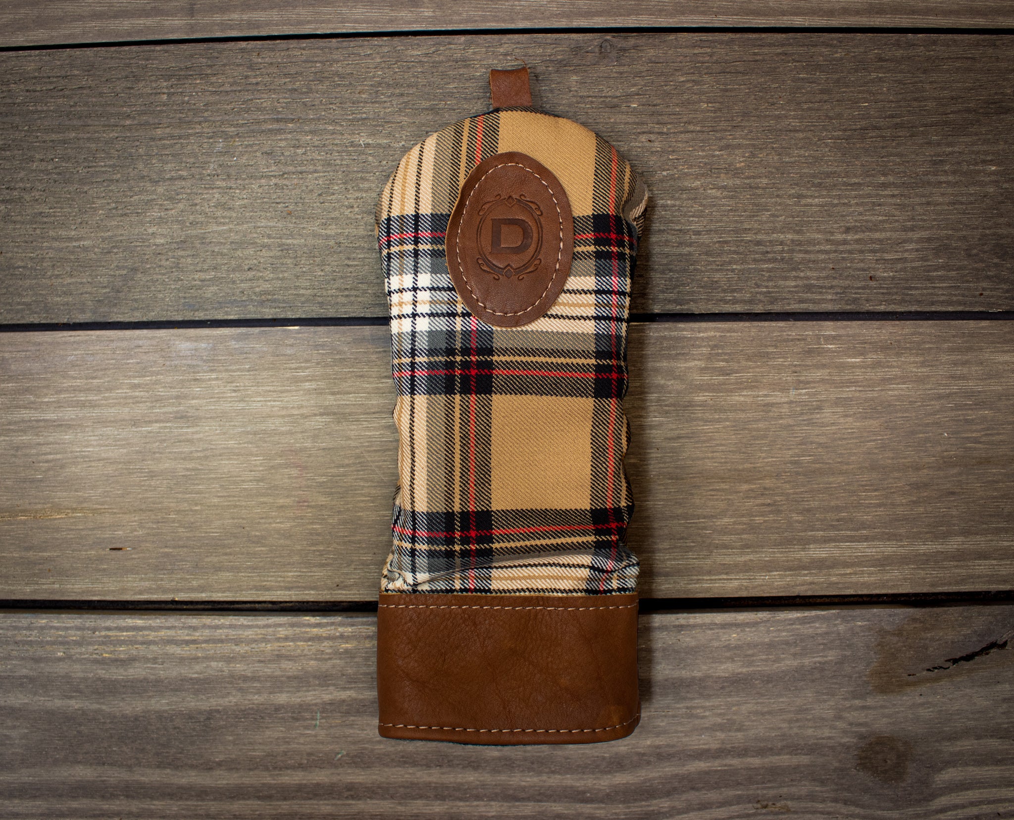 Leather & Wool Tartan Head Cover with Leather Patch - Steurer & Jacoby