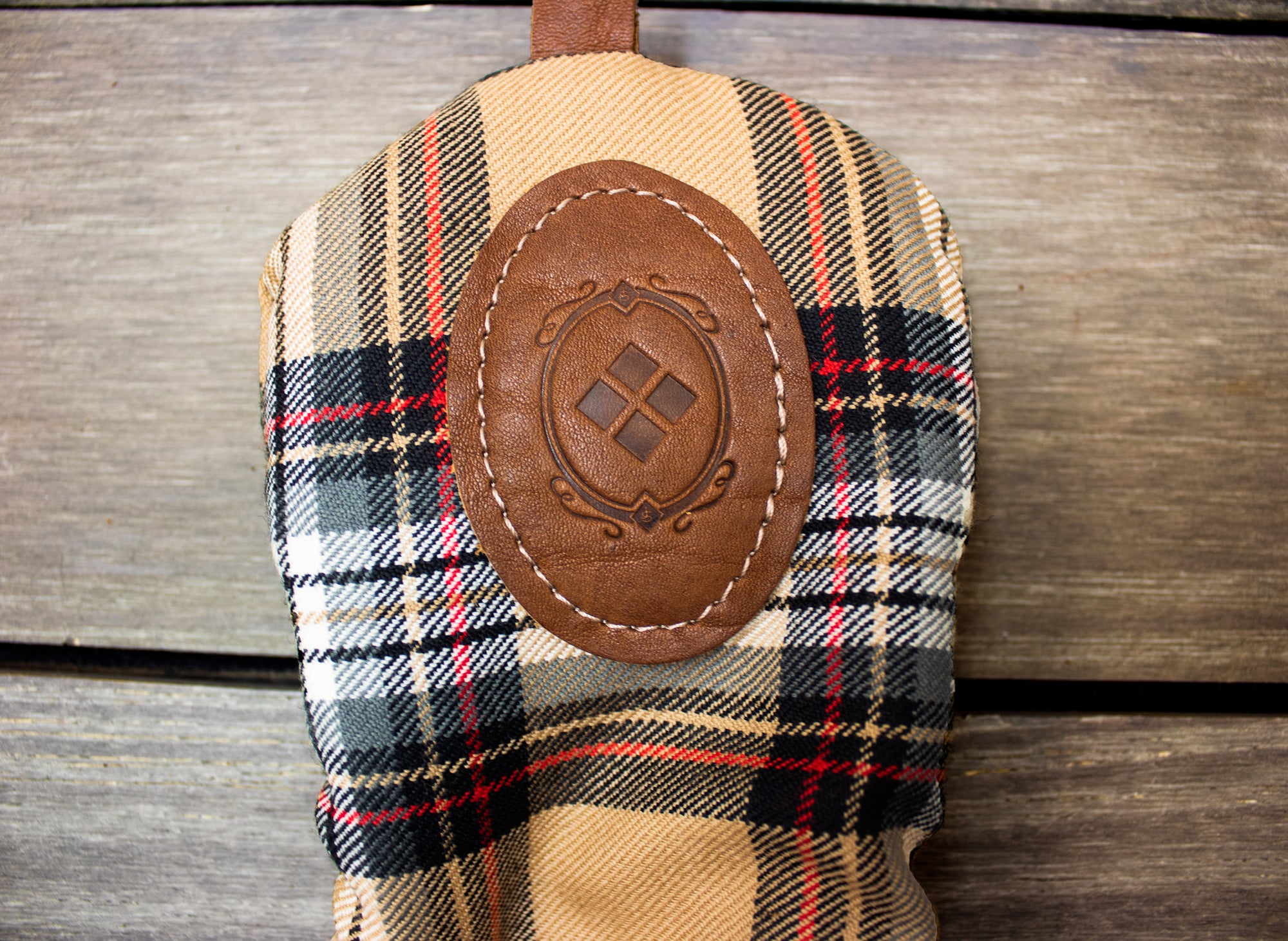 Leather & Wool Tartan Head Cover with Leather Patch - Steurer & Jacoby