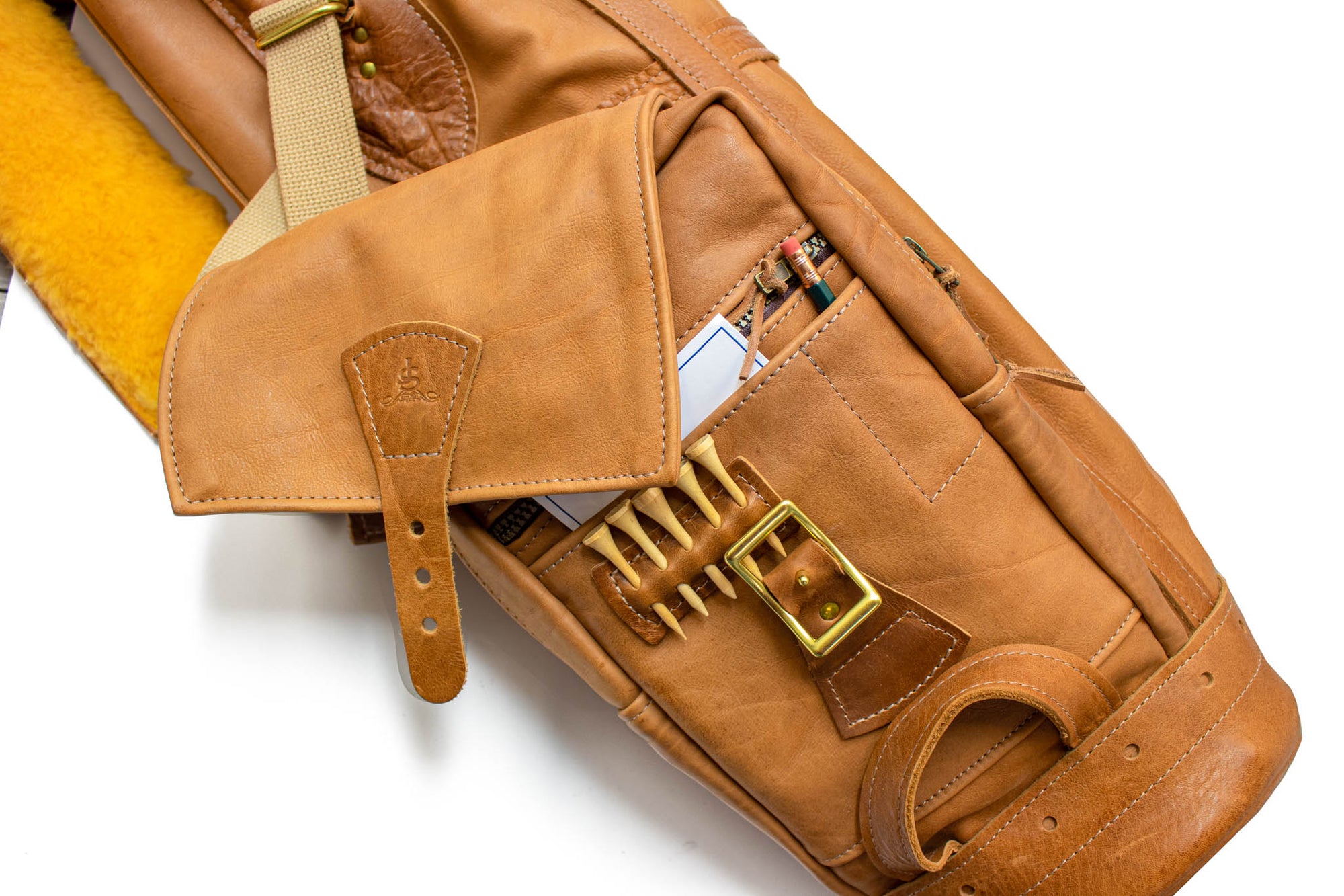 Natural Leather Staff Golf Bag Pocket- Steurer & Jacoby 