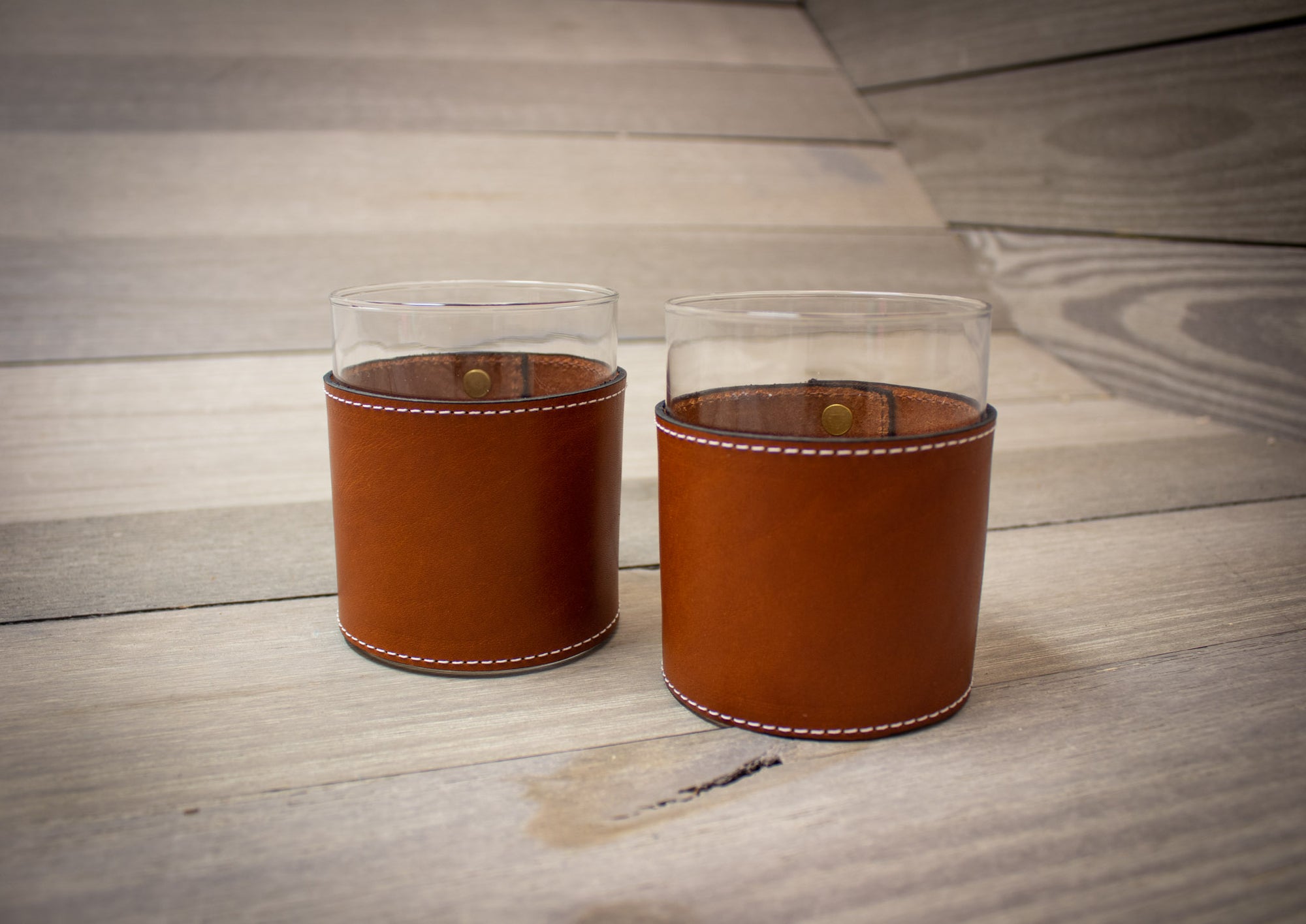 Leather Wrapped Bourbon Glasses- Steurer & Jacoby