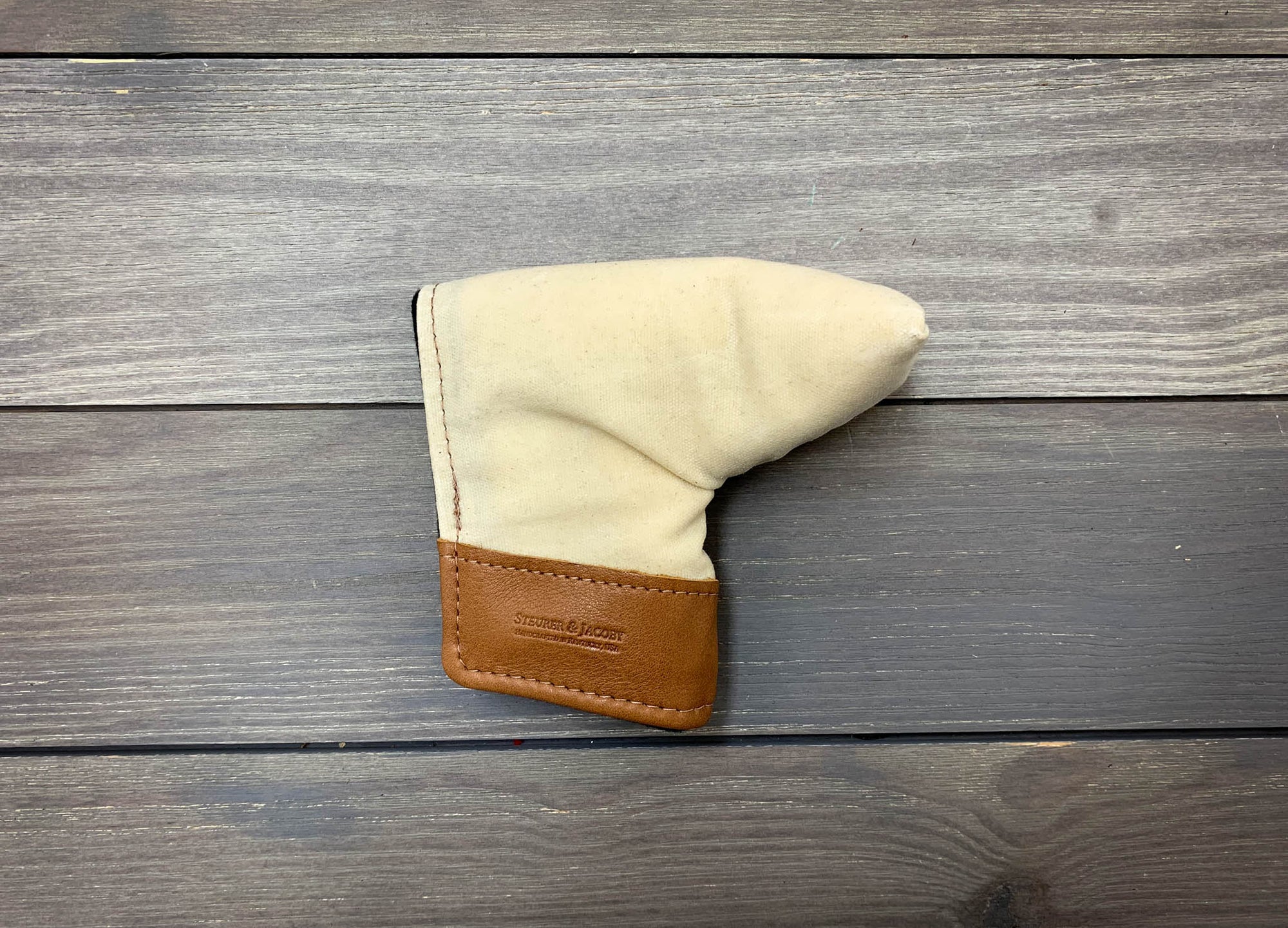 Putter Cover- Natural Waxed Cotton Duck and Leather - Steurer & Jacoby