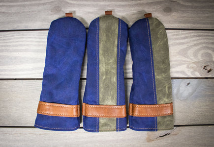 Designer Style Wood Covers- Navy and Olive-  Steurer & Jacoby