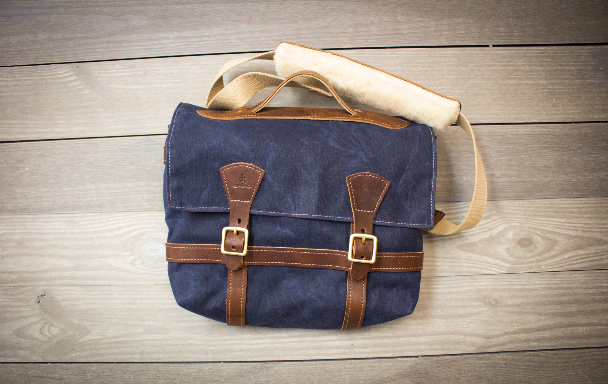 Leather and Canvas Messenger Bag - Steurer & Jacoby