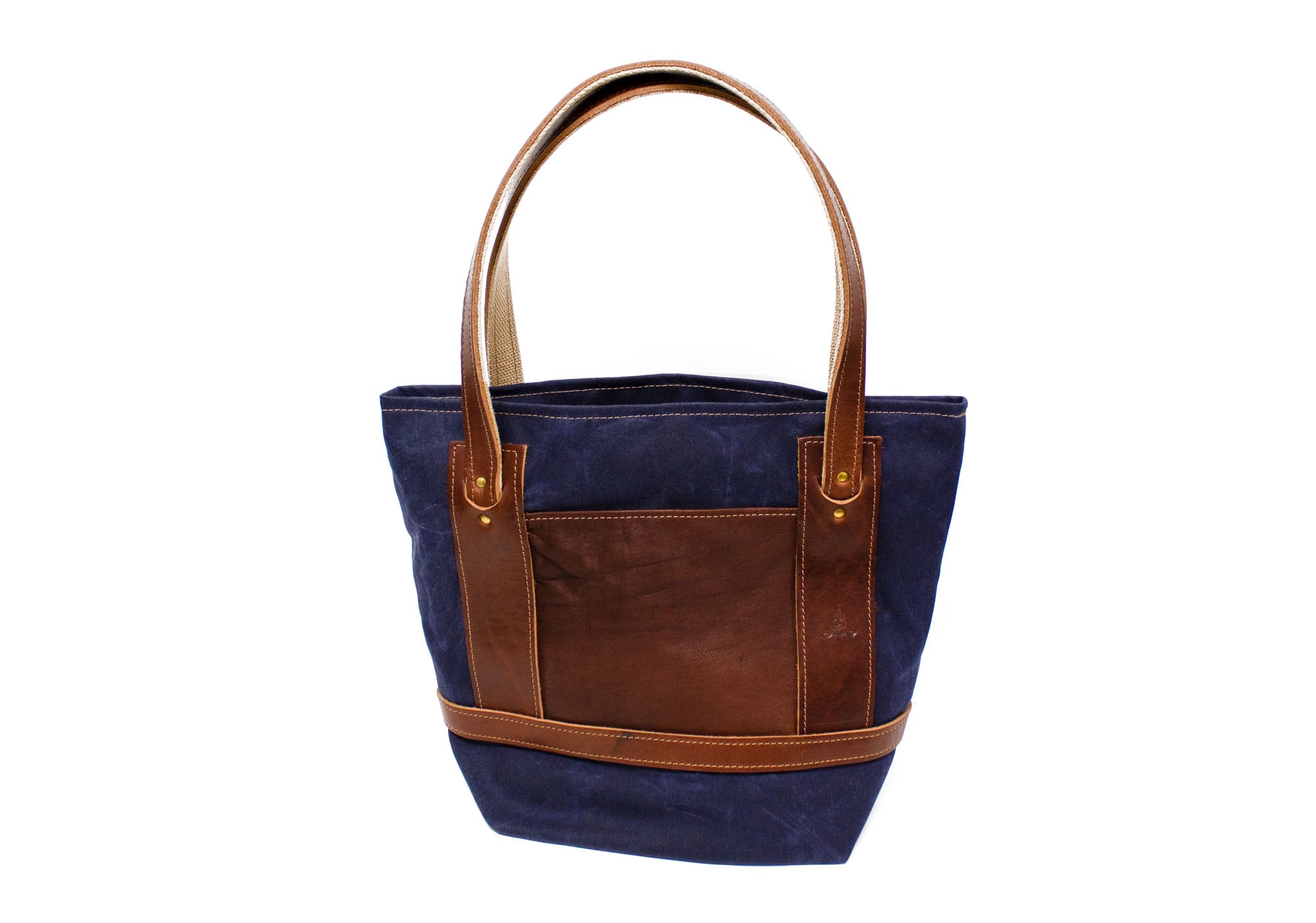Navy Waxed Canvas & Leather Purse- Steurer & Jacoby