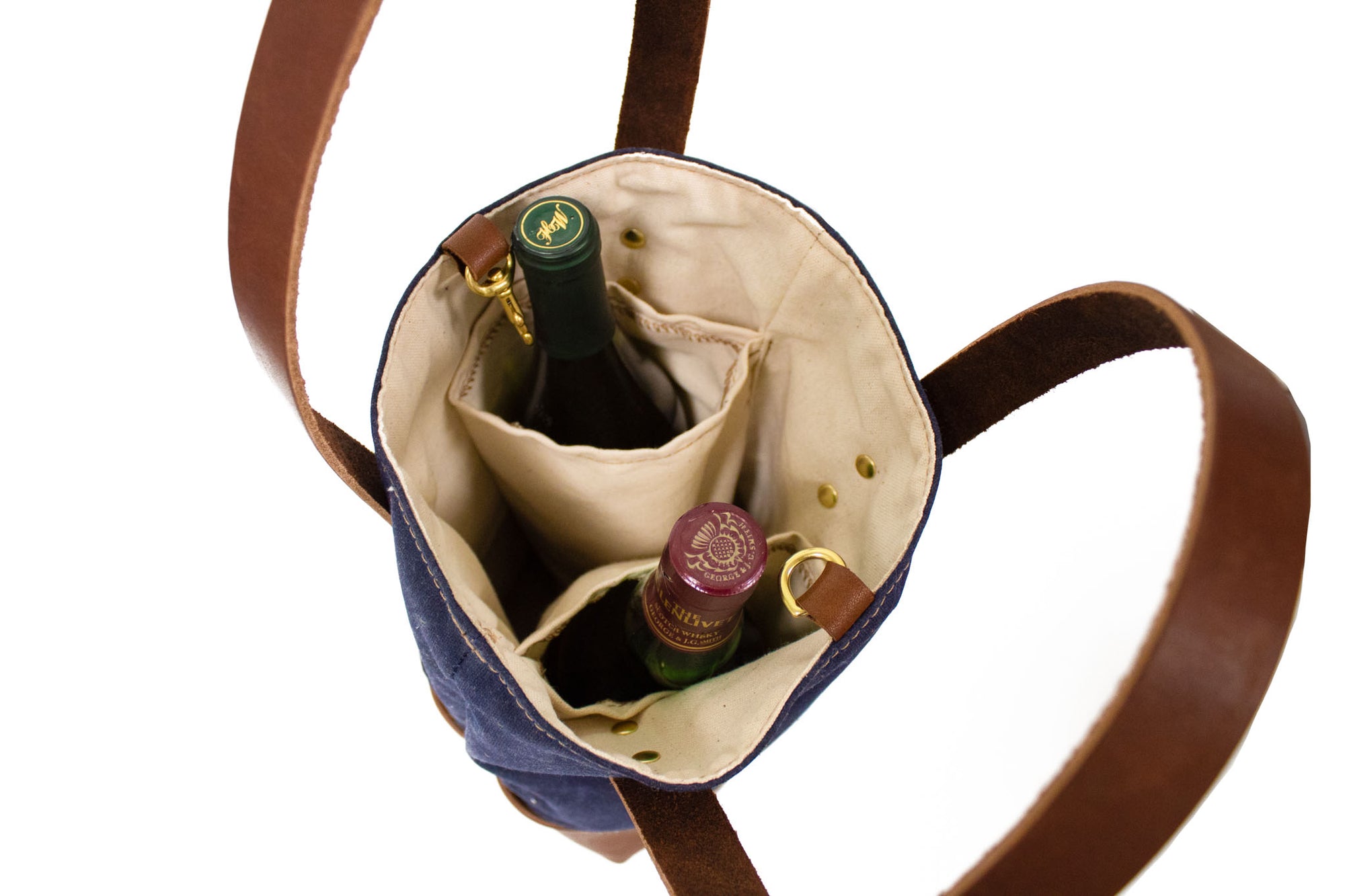 Inside of Navy Wine Tote Bag-Steurer & Jacoby